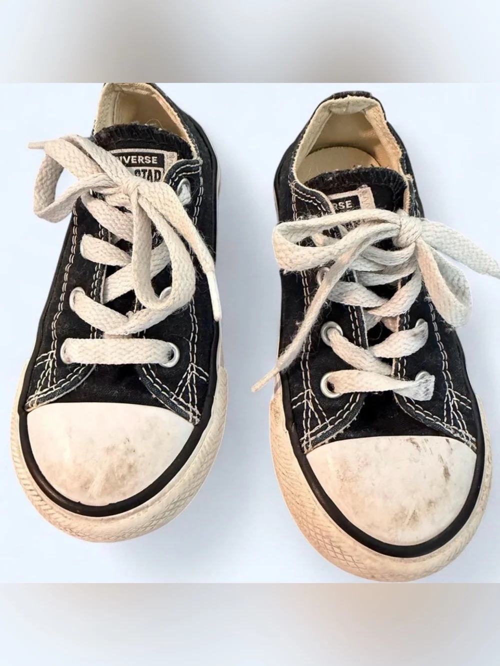 Converse Kids Black Canvas Low-Top Sneakers with White Accents